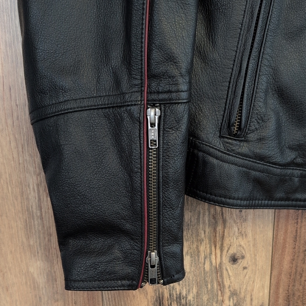 Harley Davidson Zip Out Hoodie Genuine Leather Jacket Coat XL R205 - Picture 5 of 16